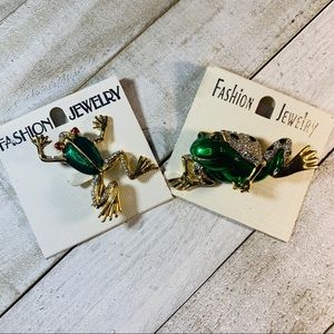Frog Enamel Crystal Fashion Brooch Pins NEW VINTAGE